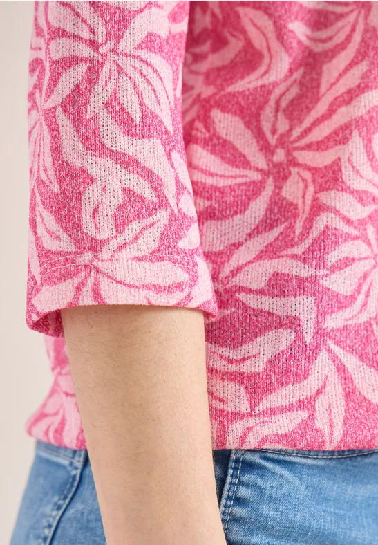 3/4-Arm Shirt mit floralem Print beetroot pink