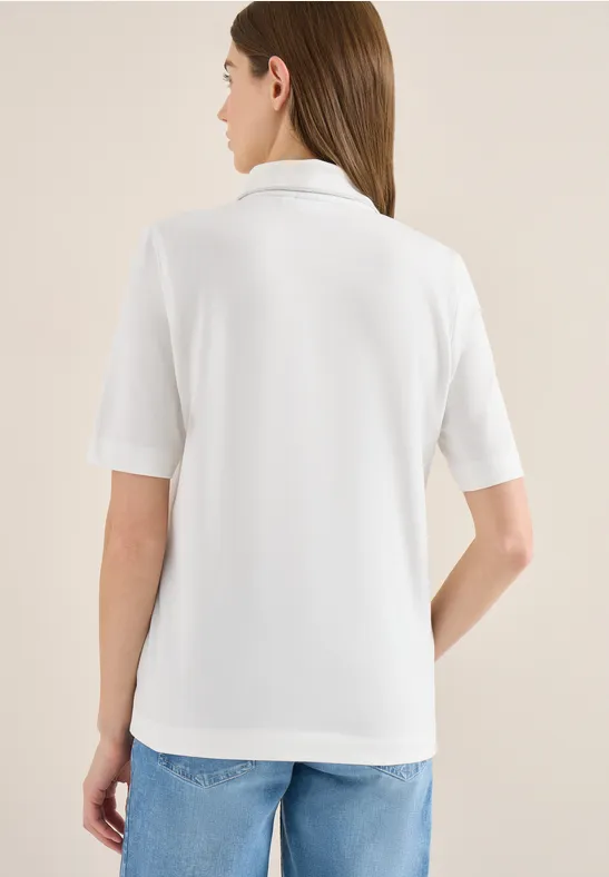 Kurzarm Poloshirt aus Piqué Ware vanilla white