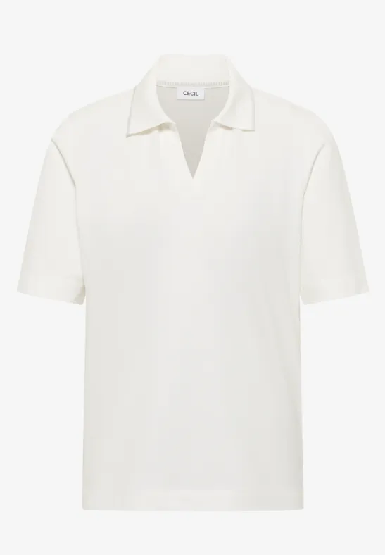 Kurzarm Poloshirt aus Piqué Ware vanilla white