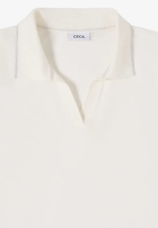 Kurzarm Poloshirt aus Piqué Ware vanilla white