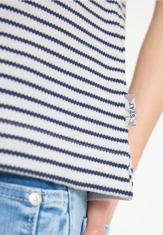 T-Shirt mit gerundetem V-Ausschnitt sporty denim blue