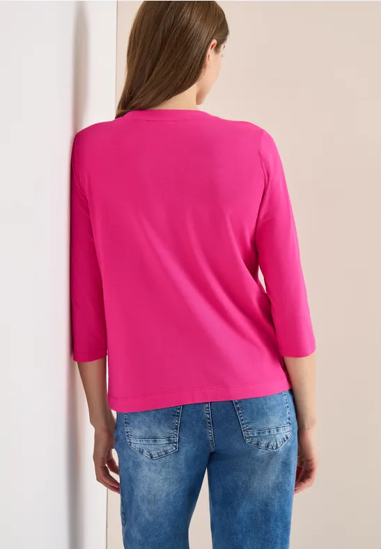 3/4-Arm Shirt mit Split Neck beetroot pink