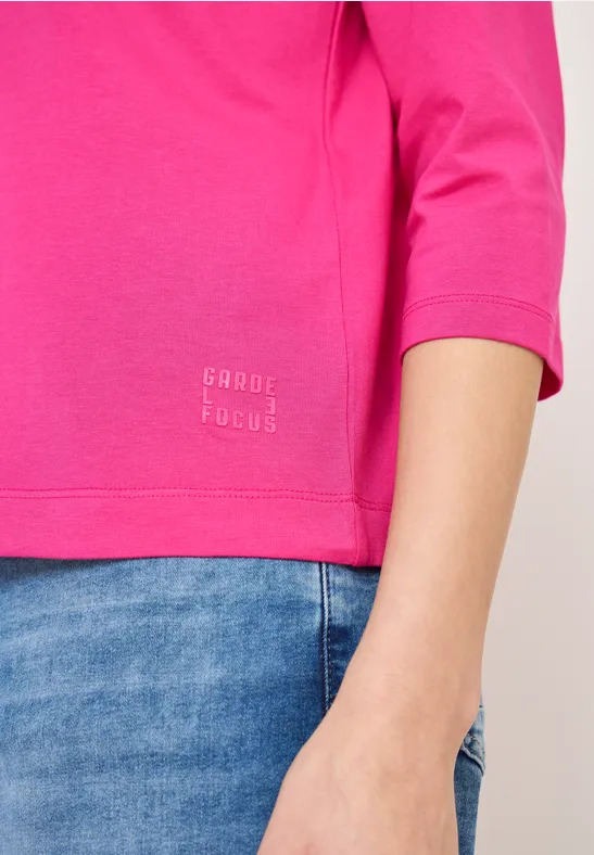 3/4-Arm Shirt mit Split Neck beetroot pink