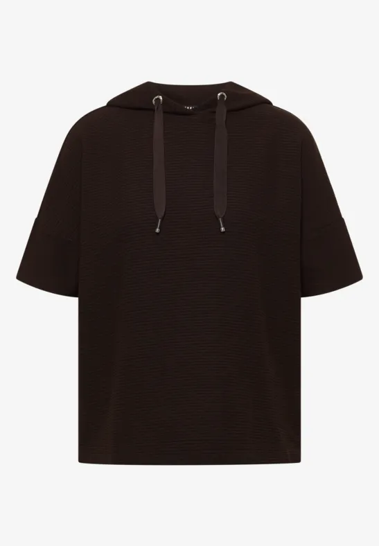 T-Shirt mit Kapuze und Struktur macchiato brown