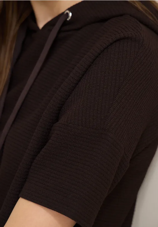 T-Shirt mit Kapuze und Struktur macchiato brown