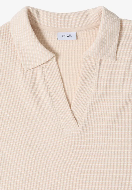 T-Shirt mit Struktur im Two-Tone-Look pearl beige