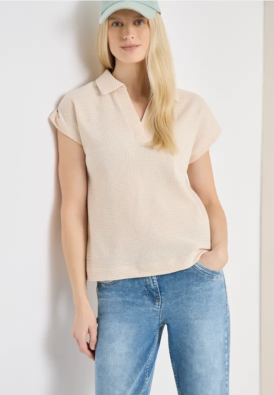 T-Shirt mit Struktur im Two-Tone-Look pearl beige