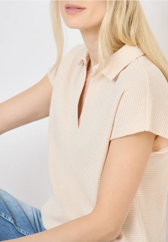 T-Shirt mit Struktur im Two-Tone-Look pearl beige