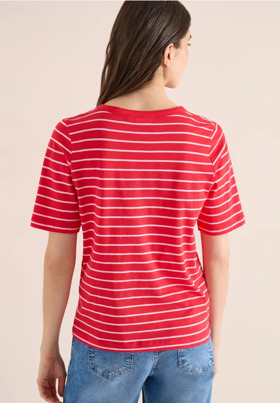 T-Shirt mit Boatneck und Streifen glazed apple red