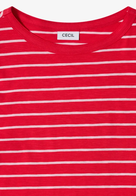 T-Shirt mit Boatneck und Streifen glazed apple red