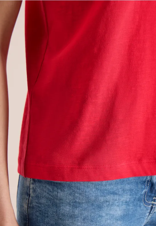 Kurzarm T-Shirt aus reiner Baumwolle glazed apple red