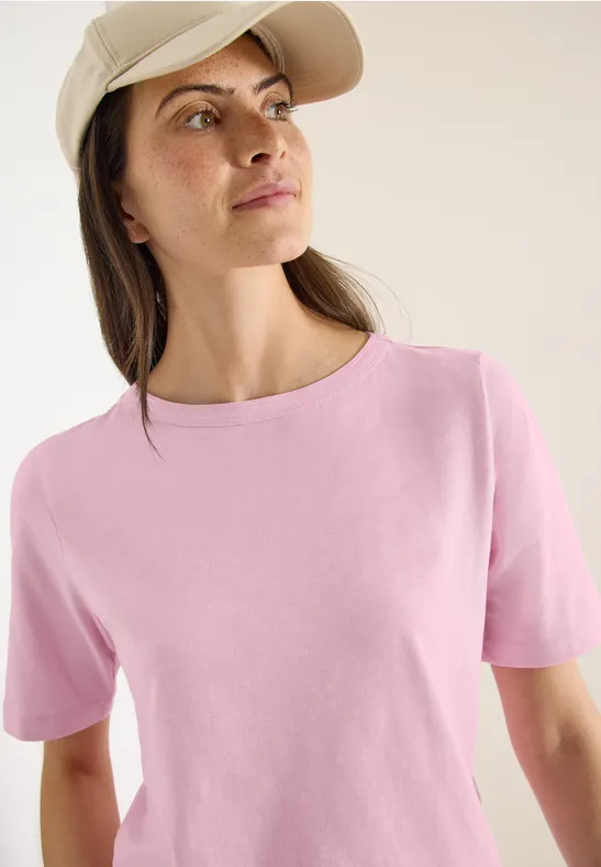 Kurzarm T-Shirt aus reiner Baumwolle light blush rose
