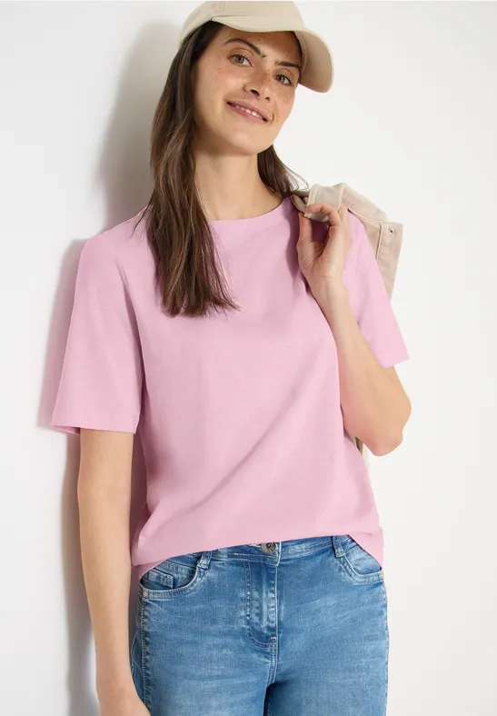 Kurzarm T-Shirt aus reiner Baumwolle light blush rose