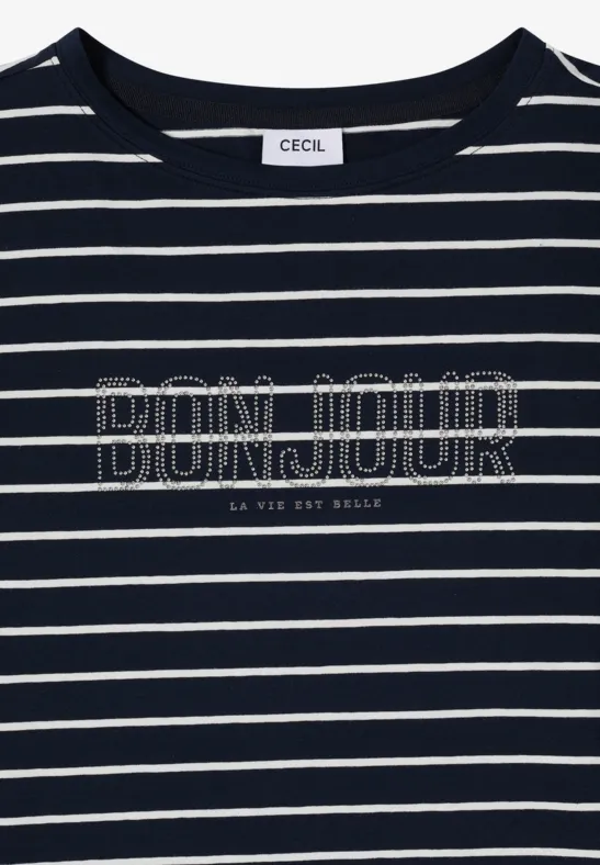 T-Shirt mit Schmuckstein Wording universal blue