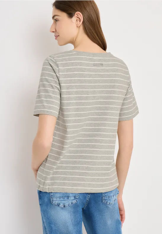 T-Shirt mit Schmuckstein Wording milky grey melange