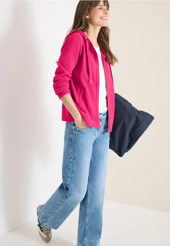 Langarm Jacke mit Kapuze und Taschen beetroot pink