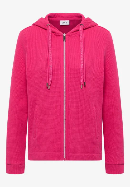 Langarm Jacke mit Kapuze und Taschen beetroot pink