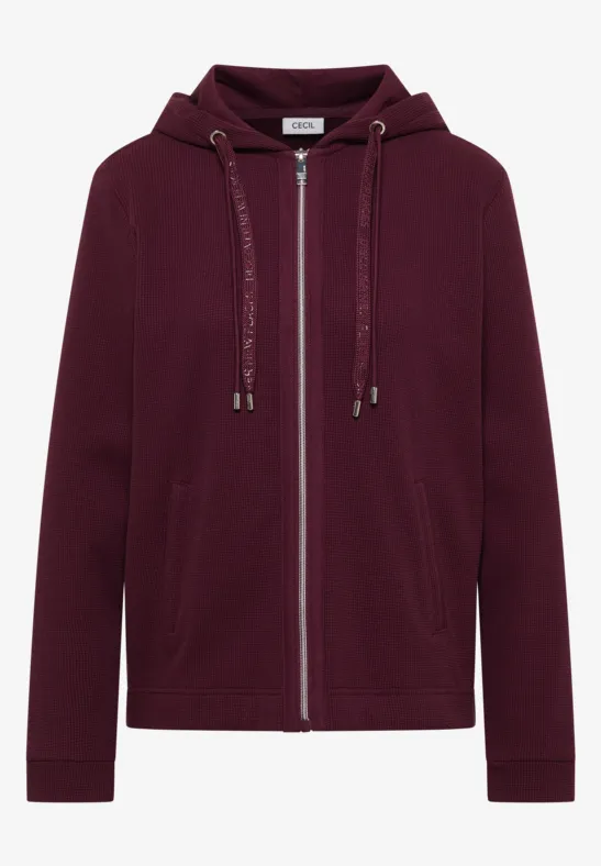 Langarm Jacke mit Kapuze und Taschen sweet grape red