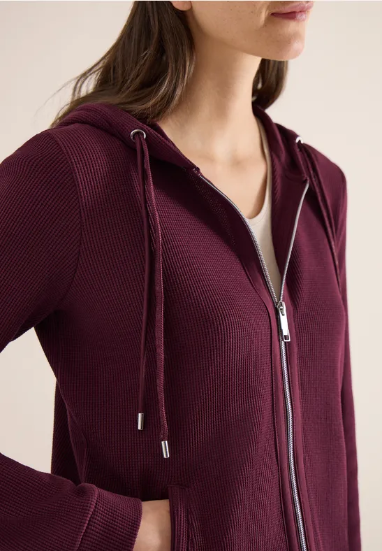 Langarm Jacke mit Kapuze und Taschen sweet grape red