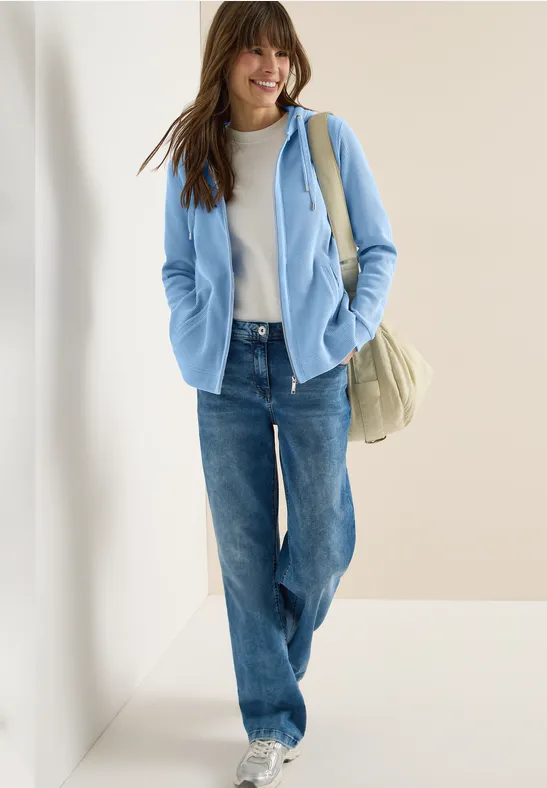 Langarm Jacke mit Kapuze und Taschen sporty light blue