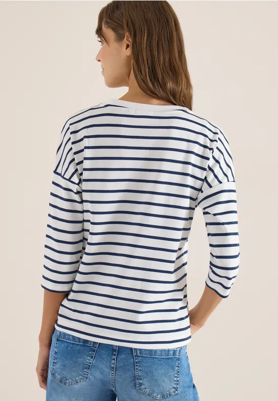 3/4-Arm Shirt mit Wording Artwork universal blue