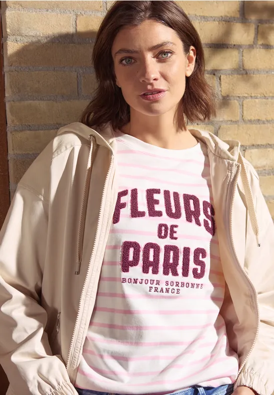 T-shirt à manches 3/4 avec artwork wording light blush rose