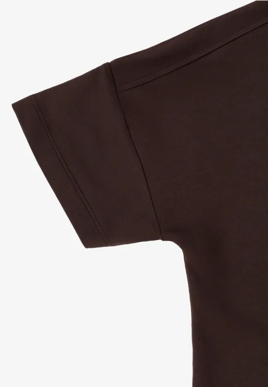 Kurzarm T-Shirt mit Schulterdetail macchiato brown