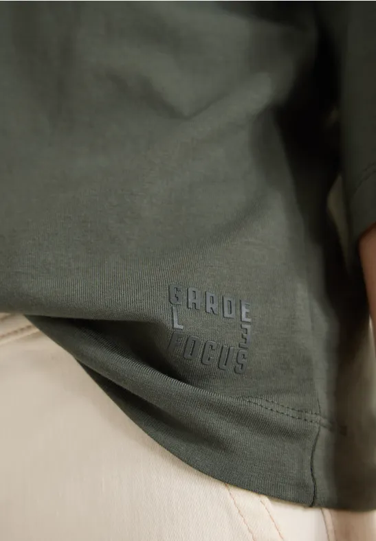 3/4-Arm Shirt mit Split Neck khaki