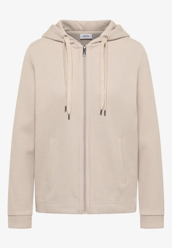 Langarm Jacke mit Kapuze und Taschen pearl beige