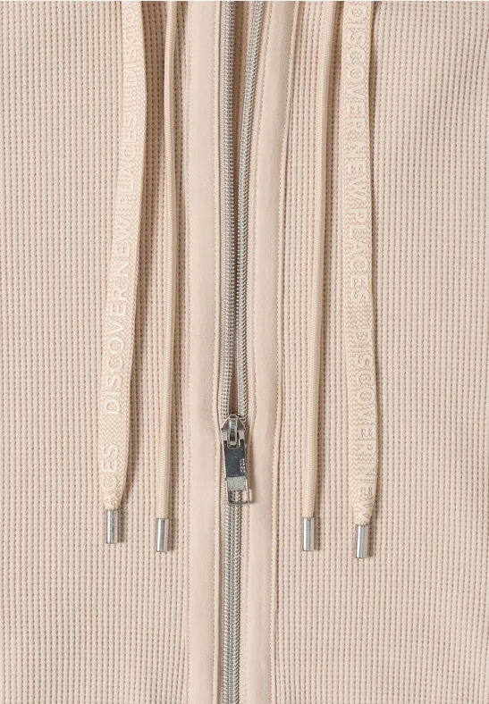 Langarm Jacke mit Kapuze und Taschen pearl beige