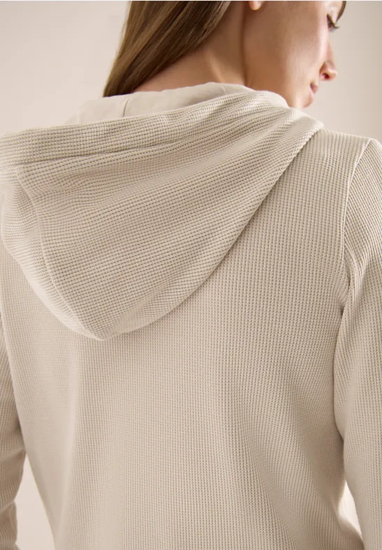 Langarm Jacke mit Kapuze und Taschen pearl beige