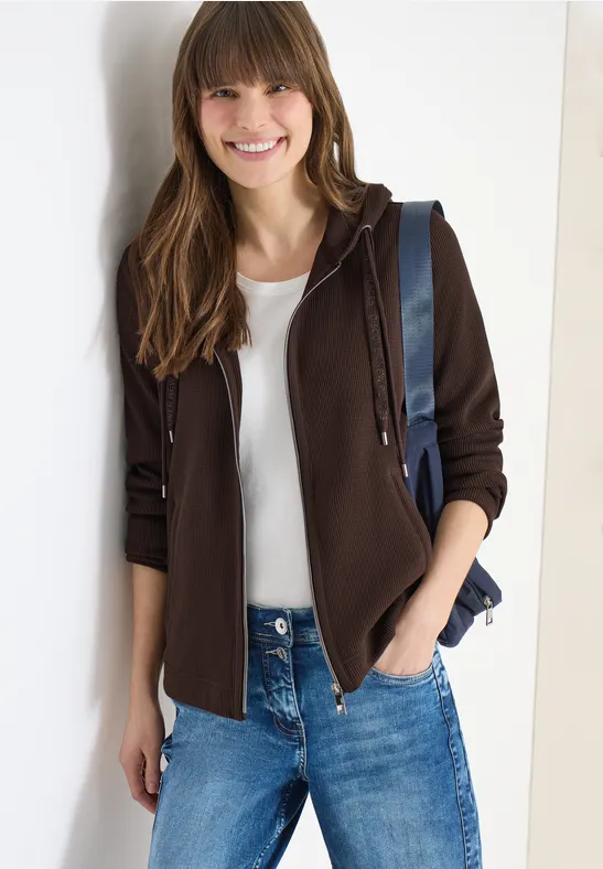 Langarm Jacke mit Kapuze und Taschen macchiato brown