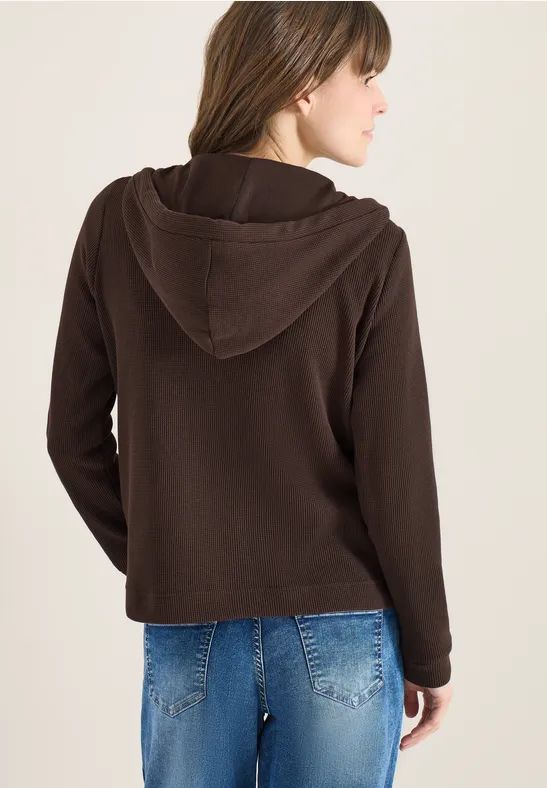 Langarm Jacke mit Kapuze und Taschen macchiato brown