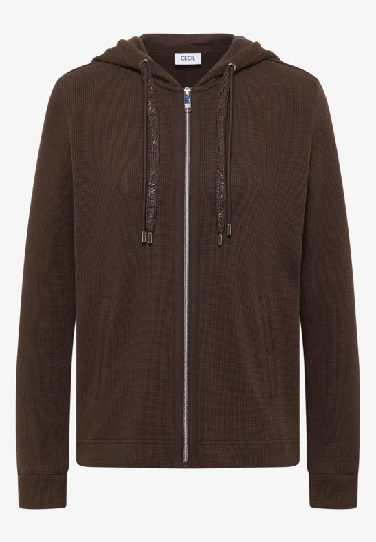 Langarm Jacke mit Kapuze und Taschen macchiato brown