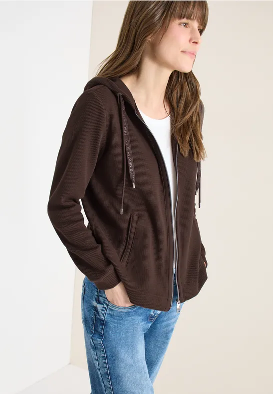 Langarm Jacke mit Kapuze und Taschen macchiato brown
