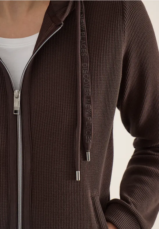 Langarm Jacke mit Kapuze und Taschen macchiato brown