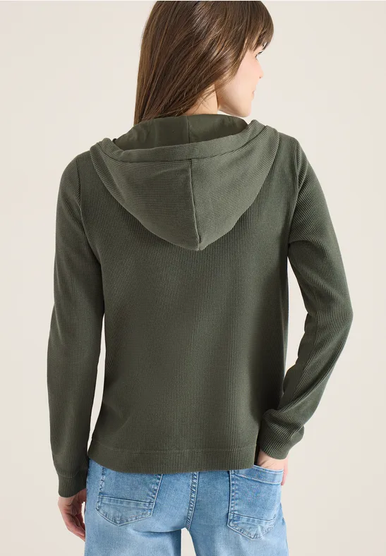 Langarm Jacke mit Kapuze und Taschen khaki