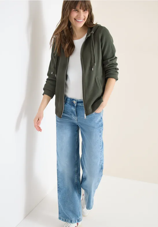 Langarm Jacke mit Kapuze und Taschen khaki