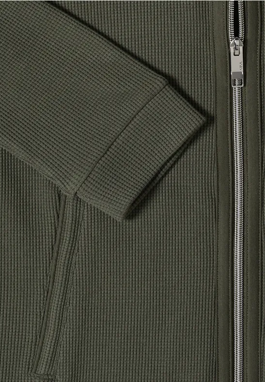 Langarm Jacke mit Kapuze und Taschen khaki