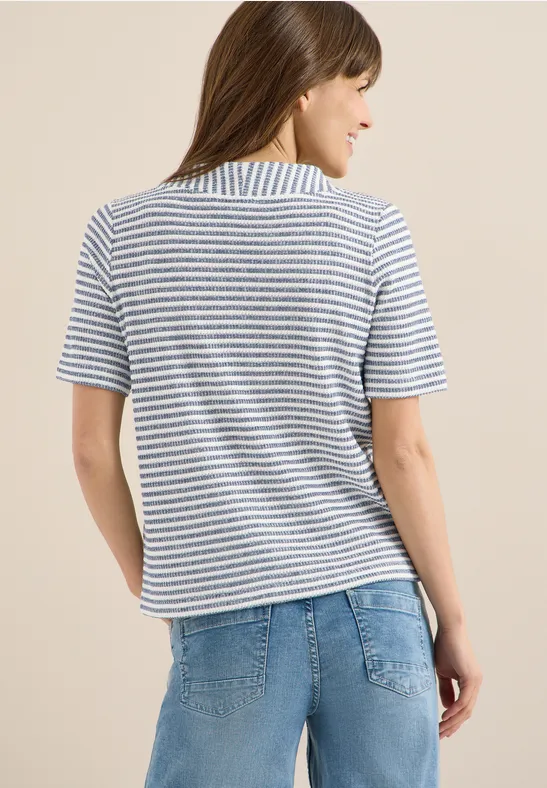 Shirt mit Funnel Neck und Struktur sporty denim blue