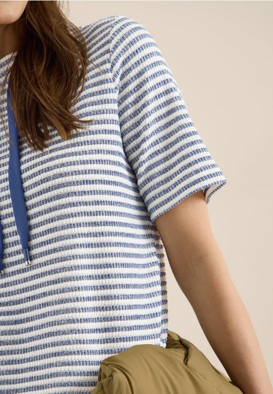 Shirt mit Funnel Neck und Struktur sporty denim blue