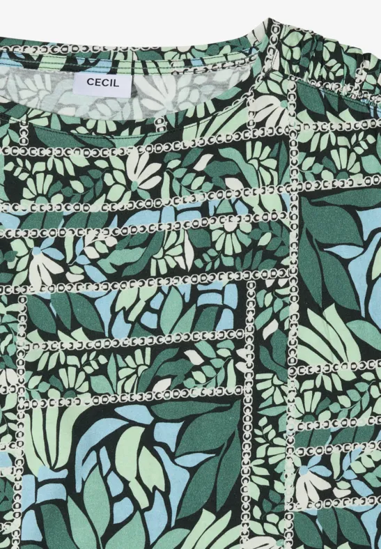 Kurzarm Shirt mit Patchwork-Print raw khaki