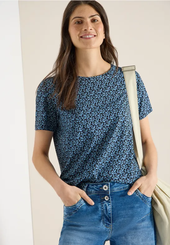 Basic T-Shirt mit Minimal Print universal blue