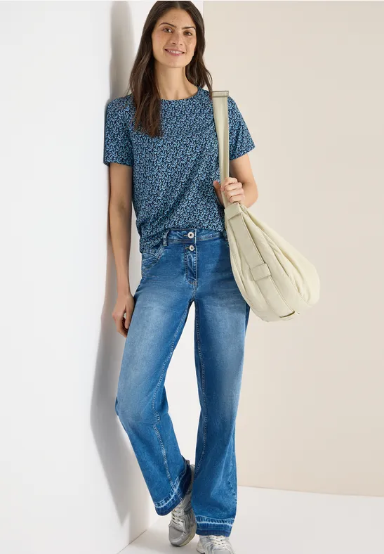 Basic T-Shirt mit Minimal Print universal blue