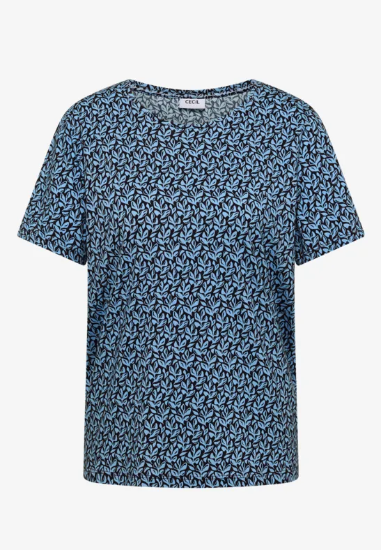 Basic T-Shirt mit Minimal Print universal blue