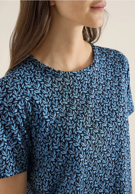 Basic T-Shirt mit Minimal Print universal blue