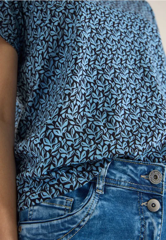 Basic T-Shirt mit Minimal Print universal blue