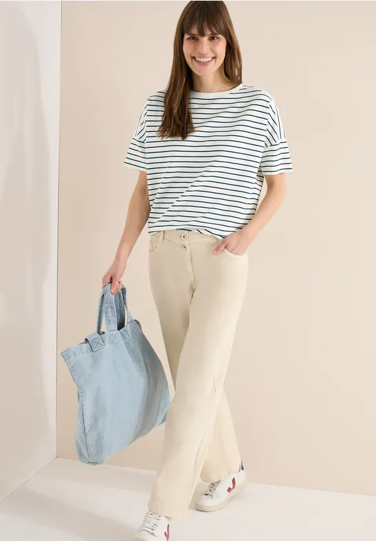 T-Shirt mit Boatneck und Streifen universal blue