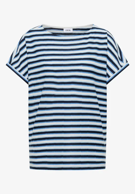 T-Shirt mit Streifen und Struktur urban navy blue
