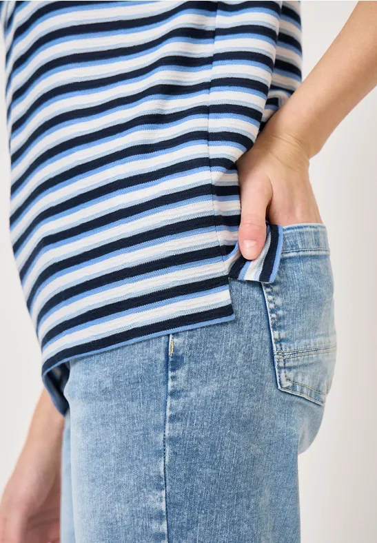 T-Shirt mit Streifen und Struktur urban navy blue